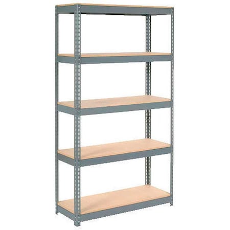 Global Industrial 5 Shelf, Extra HD Boltless Shelving, Starter, 48inW x 12inD x 72inH, Wood Deck 255683
